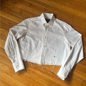 Homme girls cropped white button down shirt